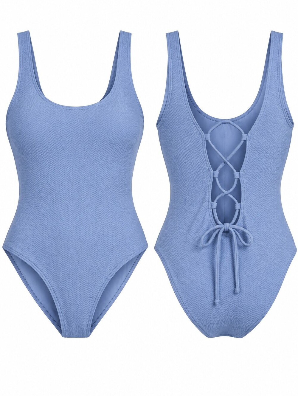 NWT Andie x Target One Piece Swimsuit L Purple Lace Up Back Textured Cruise